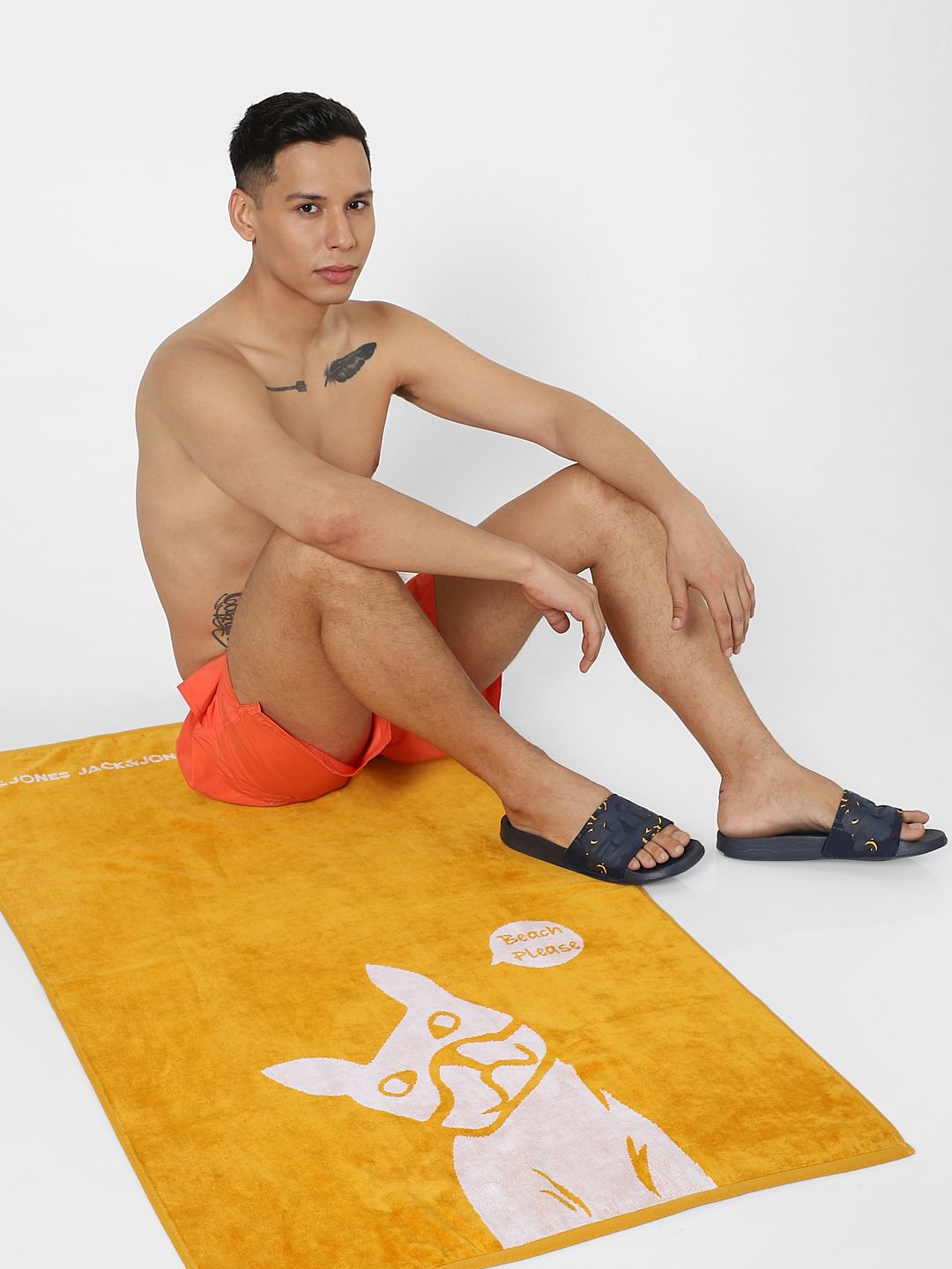 Brown Logo Print Towel
