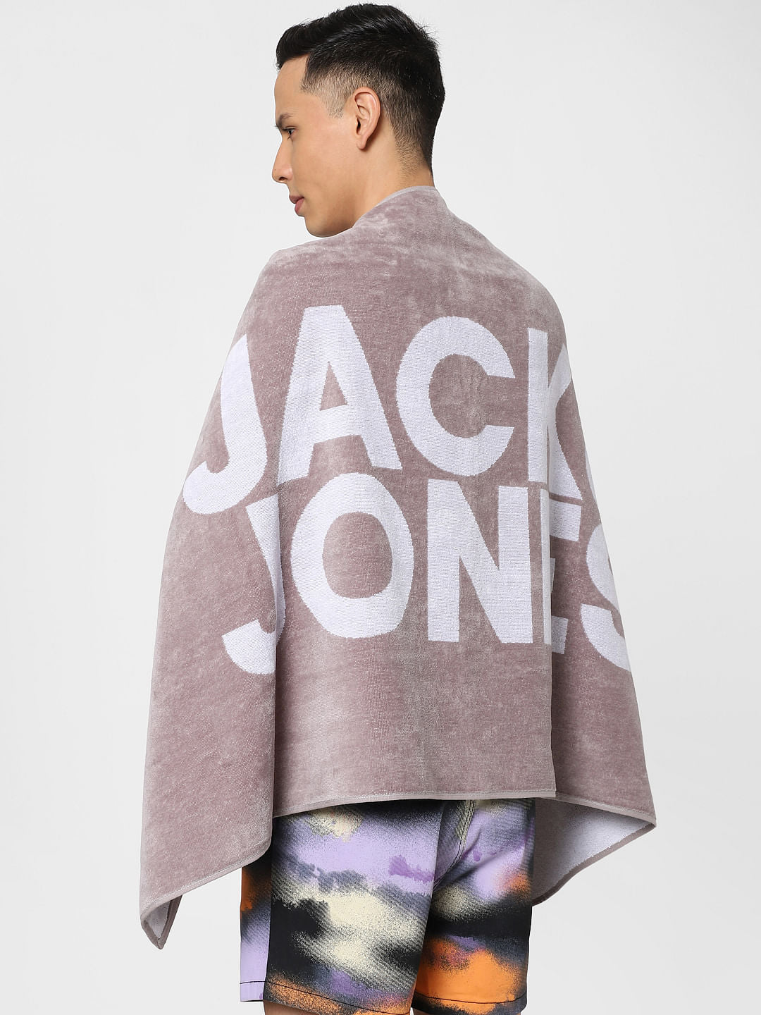 Grey Logo Print Towel
