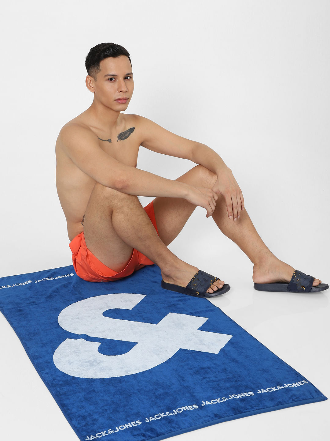 Grey Logo Print Towel