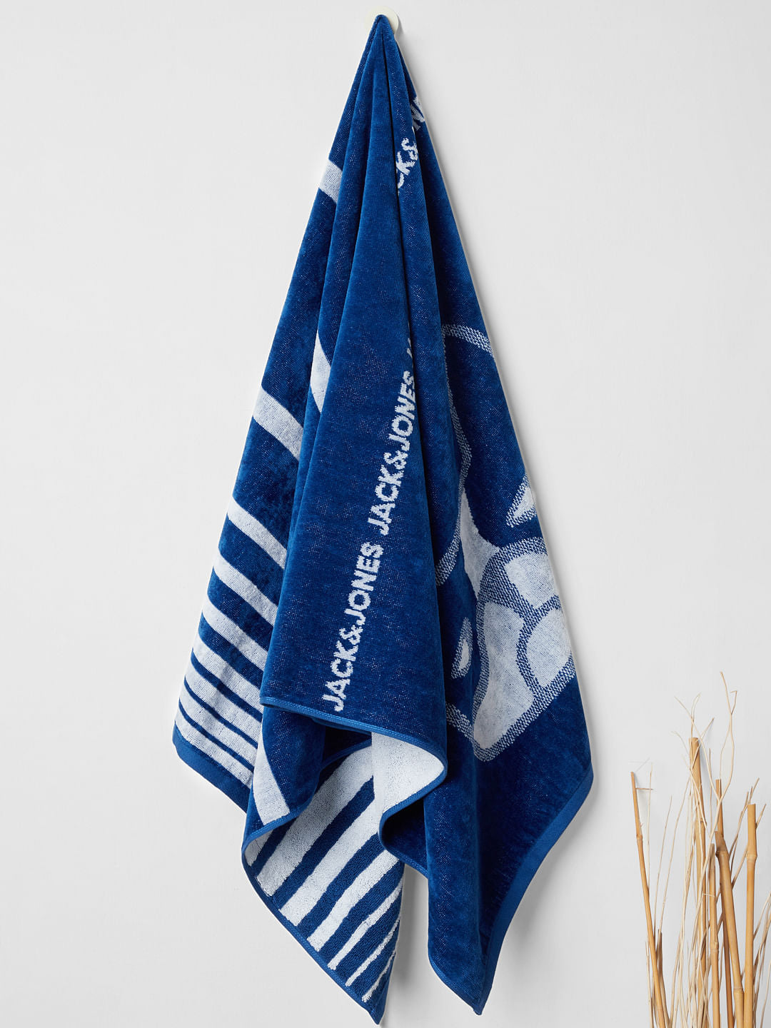 Dark Blue Logo Print Towel