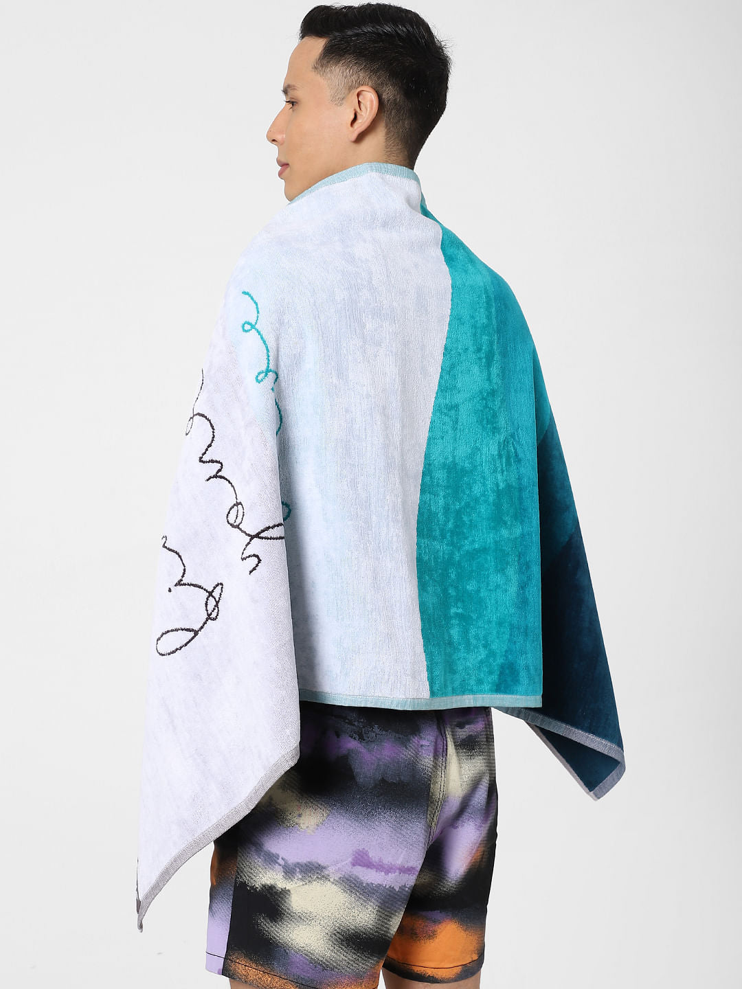Turquoise Wave Print Towel