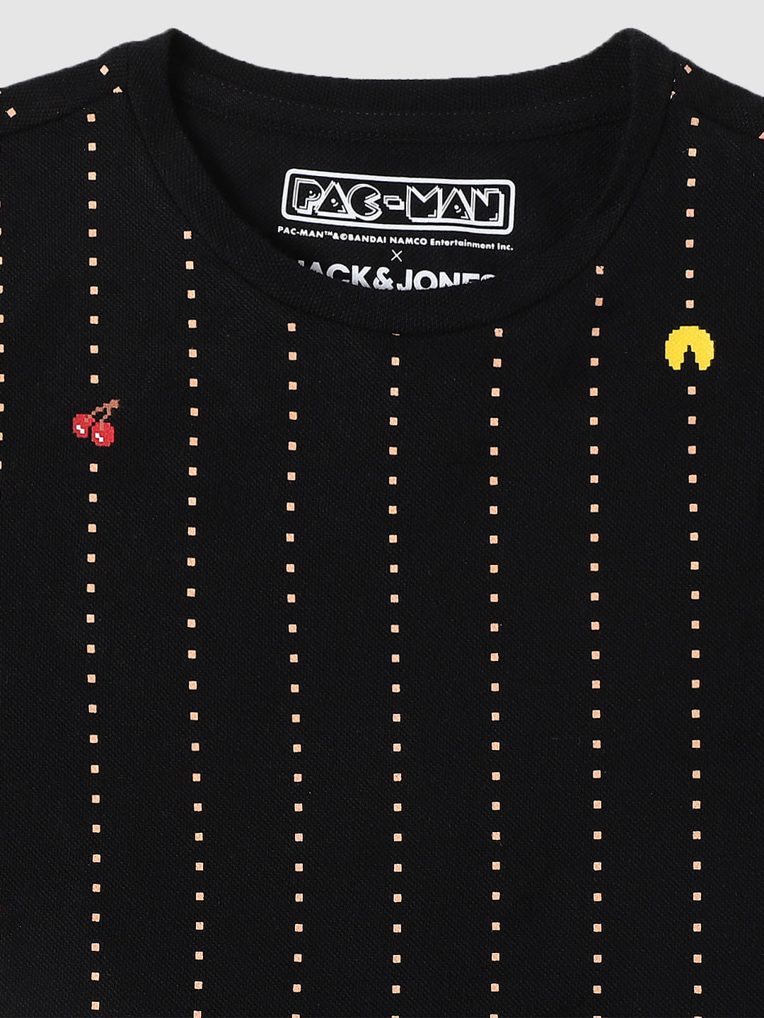 BOYS X PAC-MAN BLACK GAMING PRINT FULL SLEEVES T-SHIRT