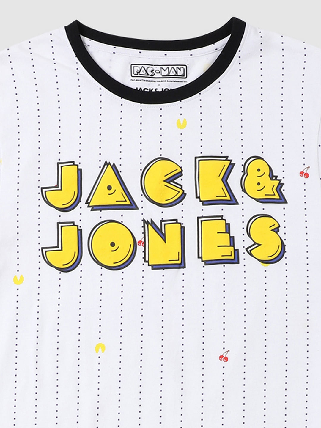 BOYS X PAC-MAN WHITE LOGO PRINT CREW NECK T-SHIRT