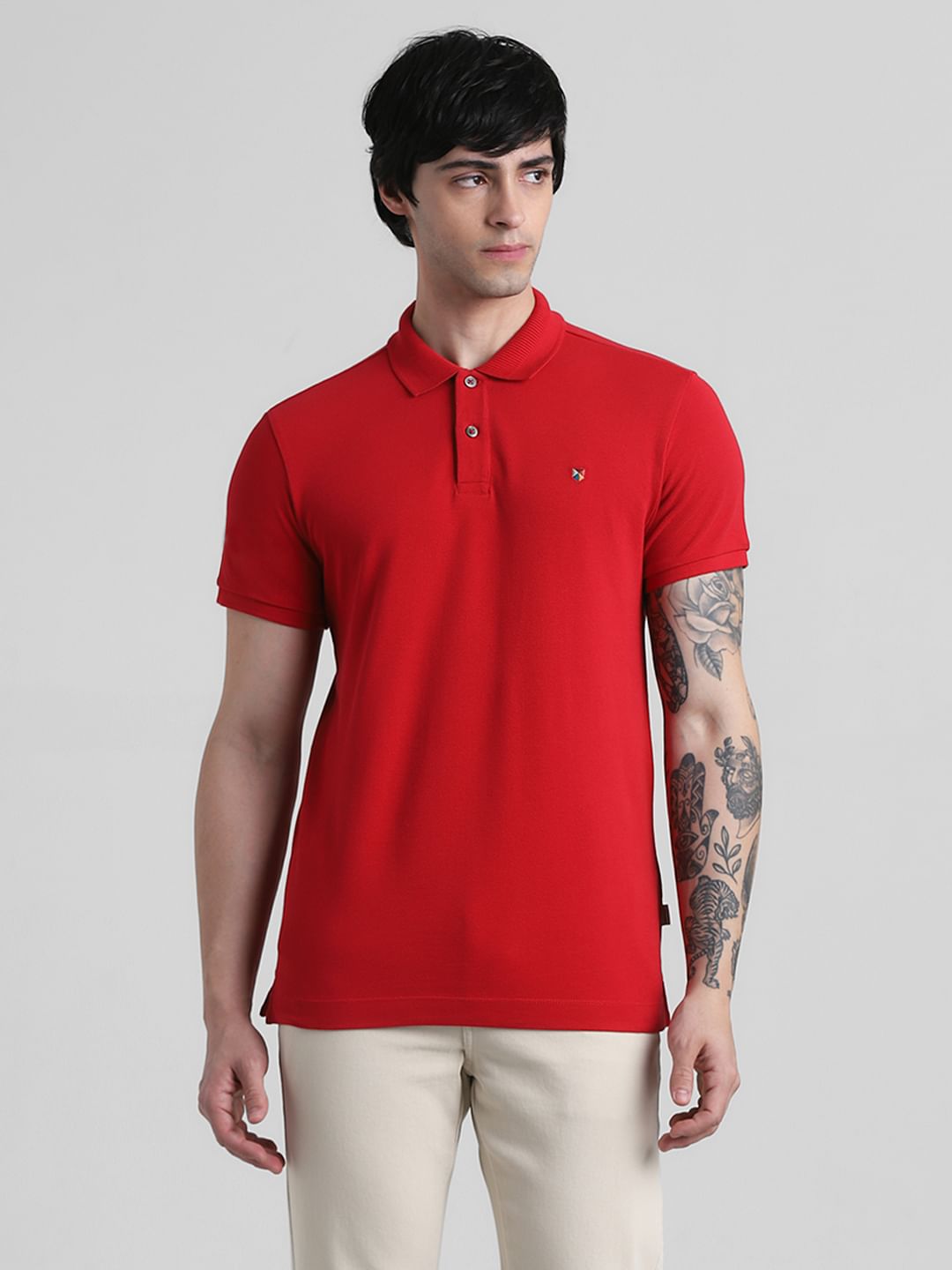 Red Knitted Polo T-shirt