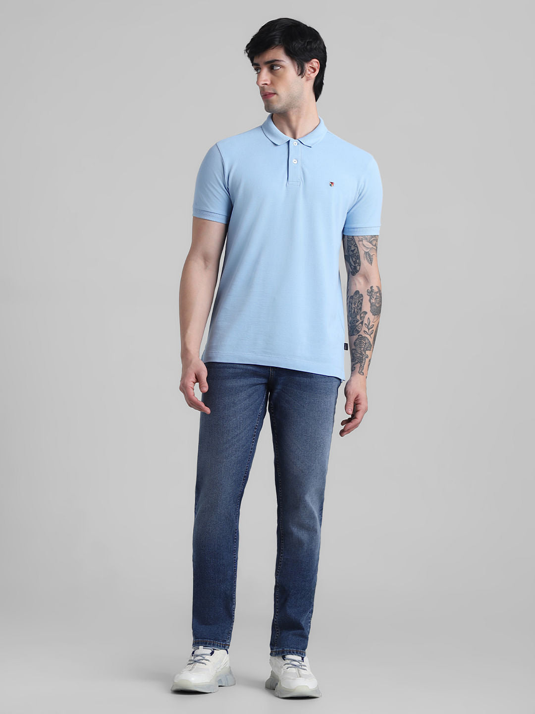 Light Blue Knitted Polo T-shirt