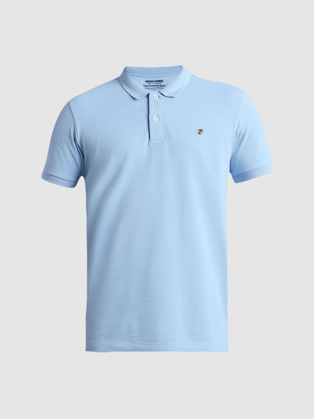 Light Blue Knitted Polo T-shirt