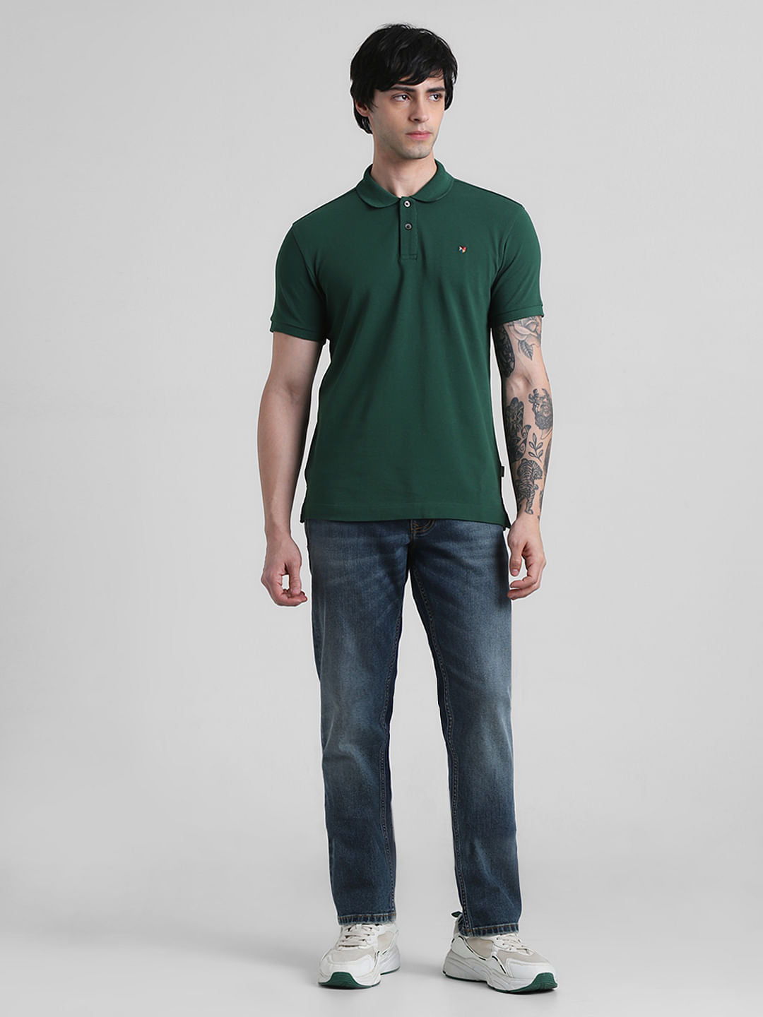 Dark Green Knitted Polo T-shirt