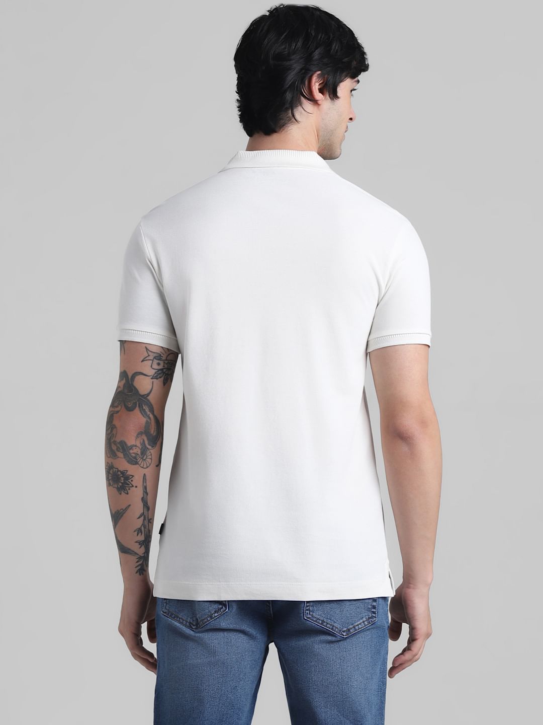 White Knitted Polo T-shirt