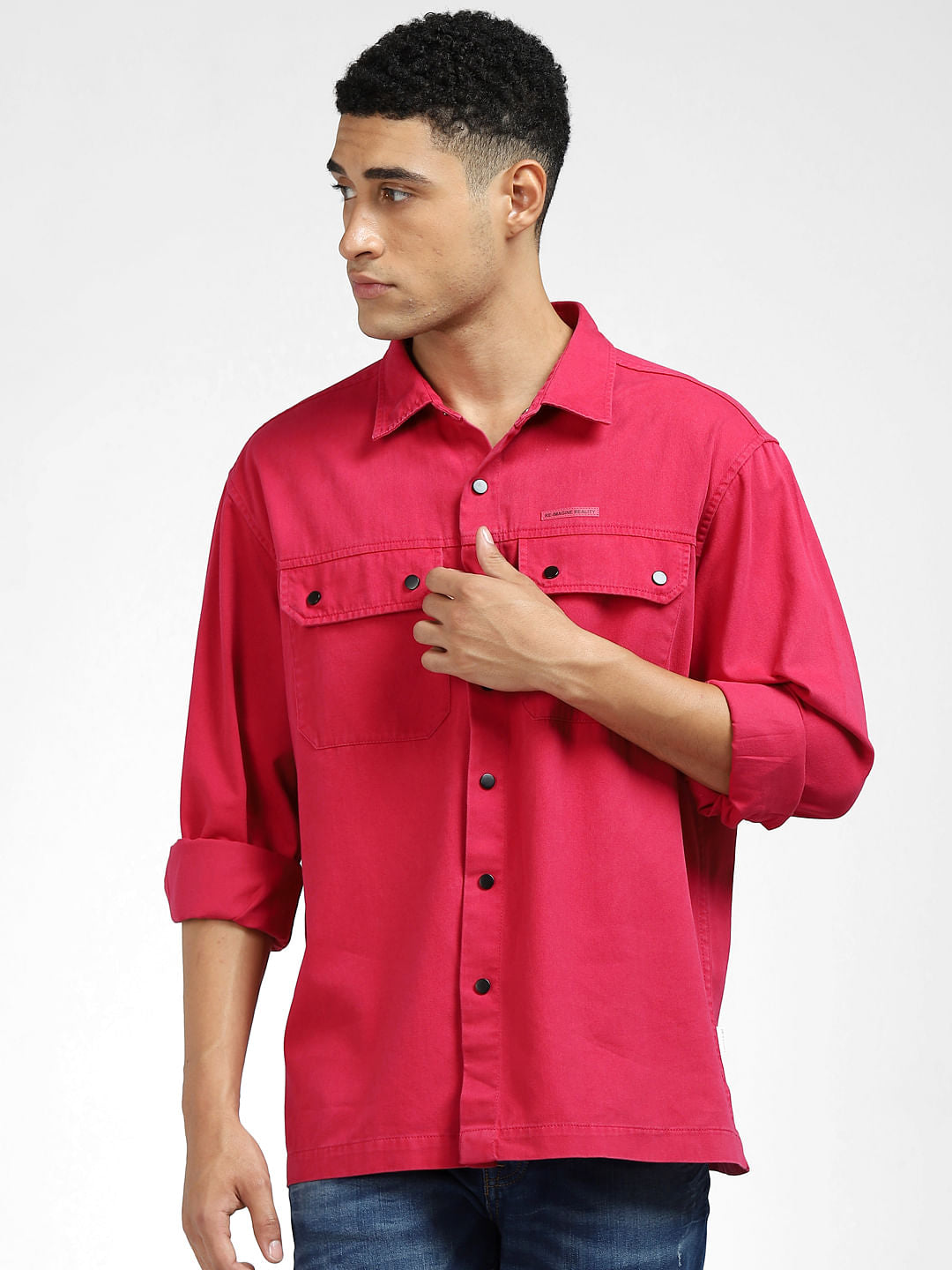 Pink Oversized Full Sleeves Shirt