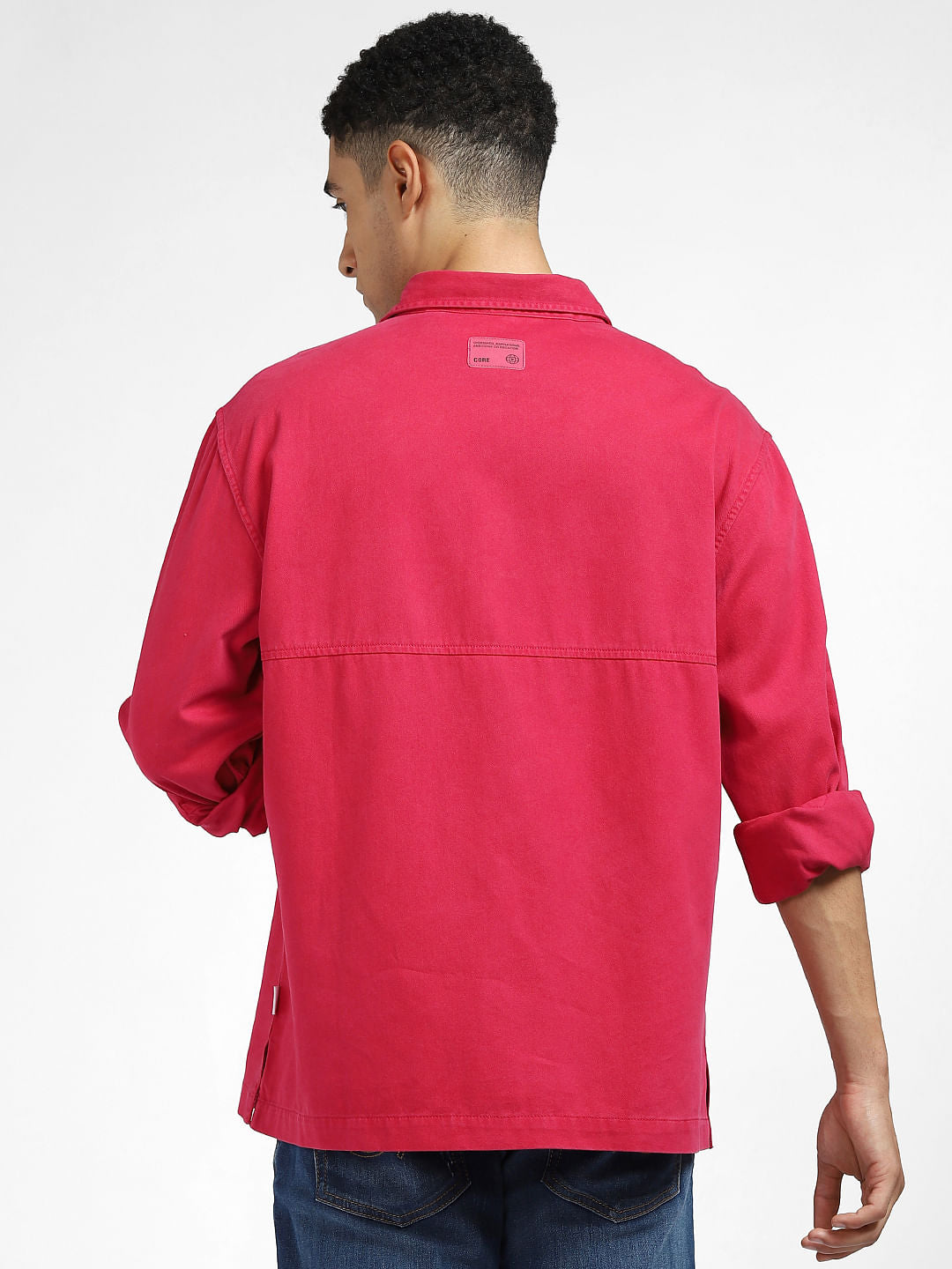 Pink Oversized Full Sleeves Shirt