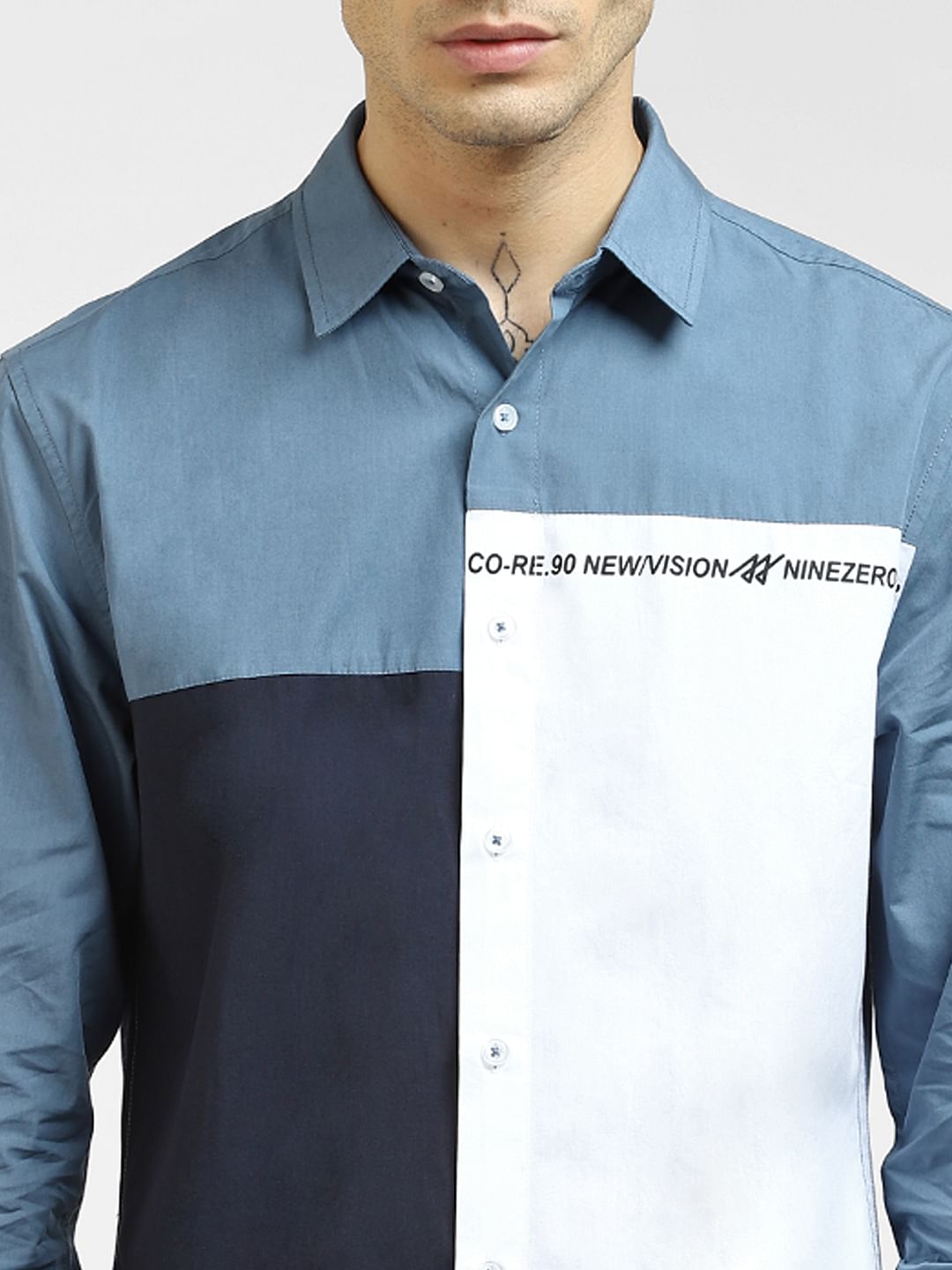 Blue Colourblocked Shirt