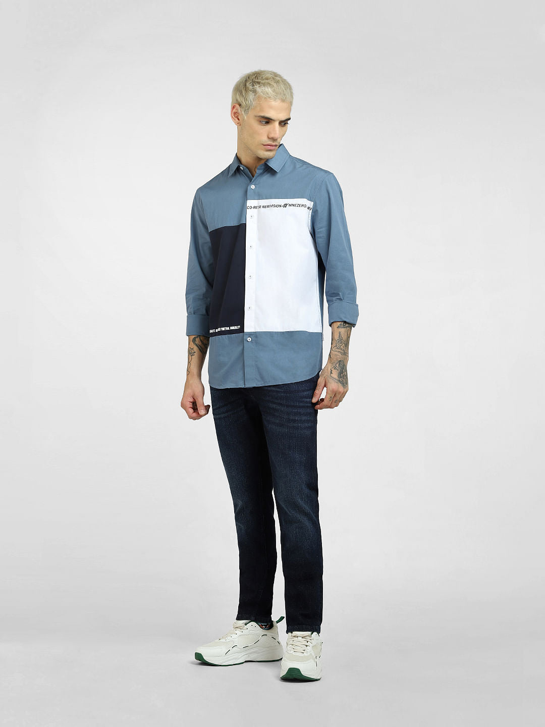 Blue Colourblocked Shirt