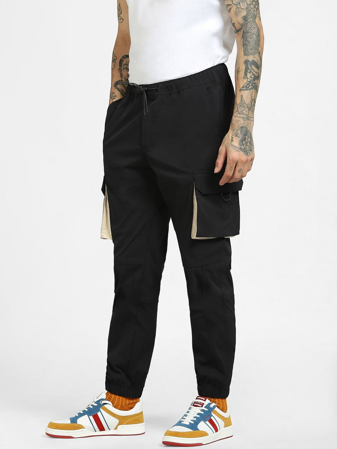 Black Mid Rise Drawstring Pants