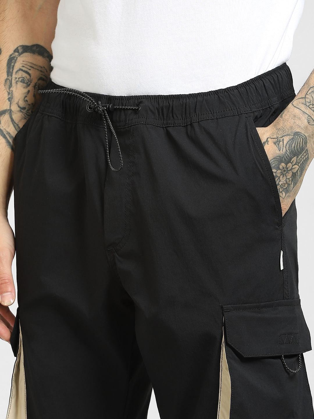 Black Mid Rise Drawstring Pants