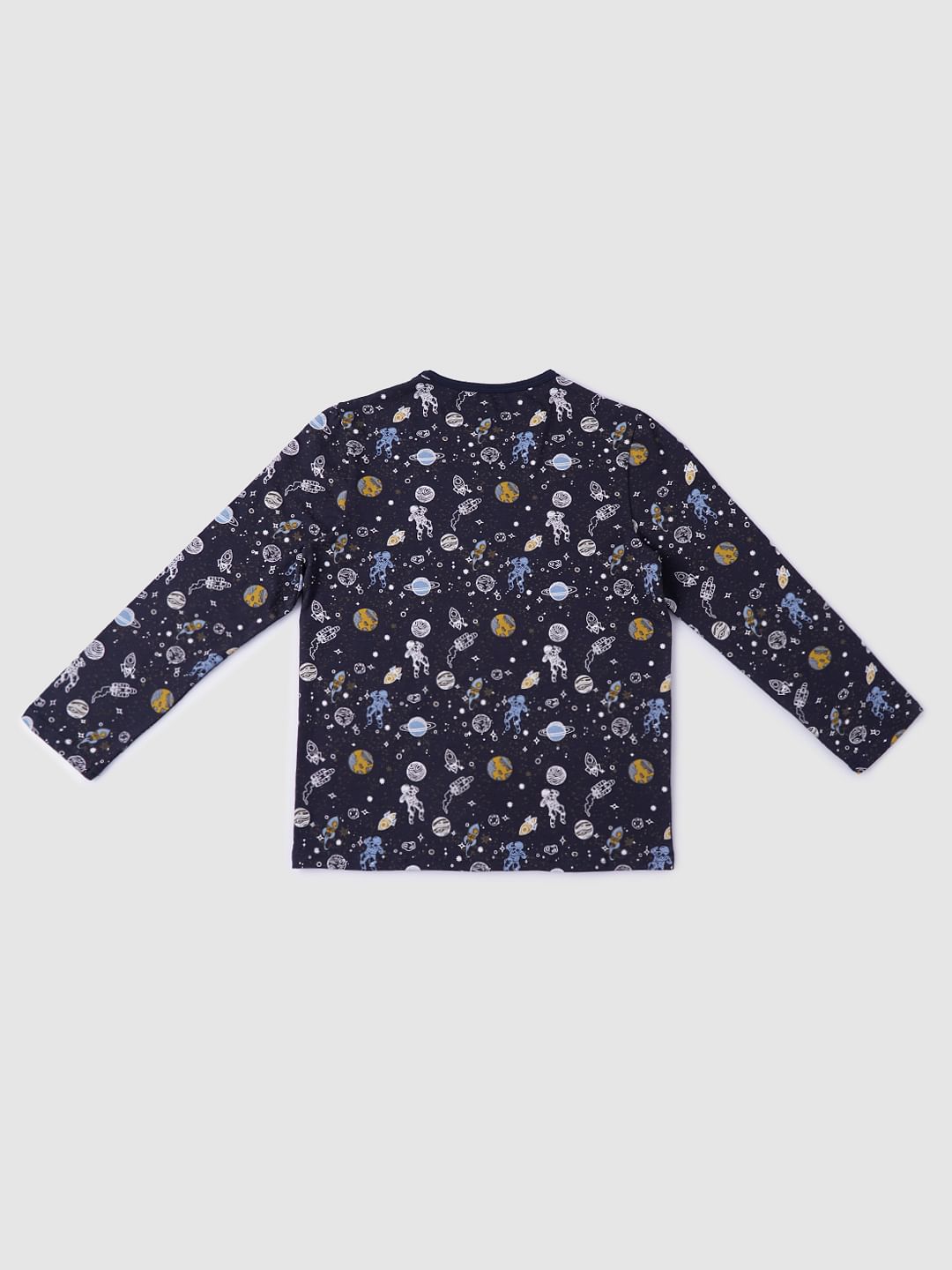 Boys Black Graphic Print T-shirt & Pyjama Night Suit Set