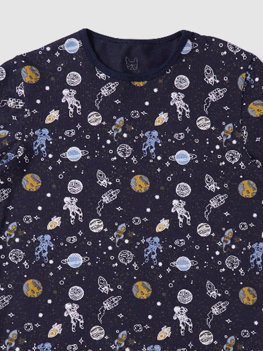 Boys Black Graphic Print T-shirt & Pyjama Night Suit Set