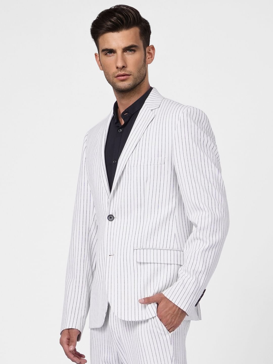 White Striped Blazer