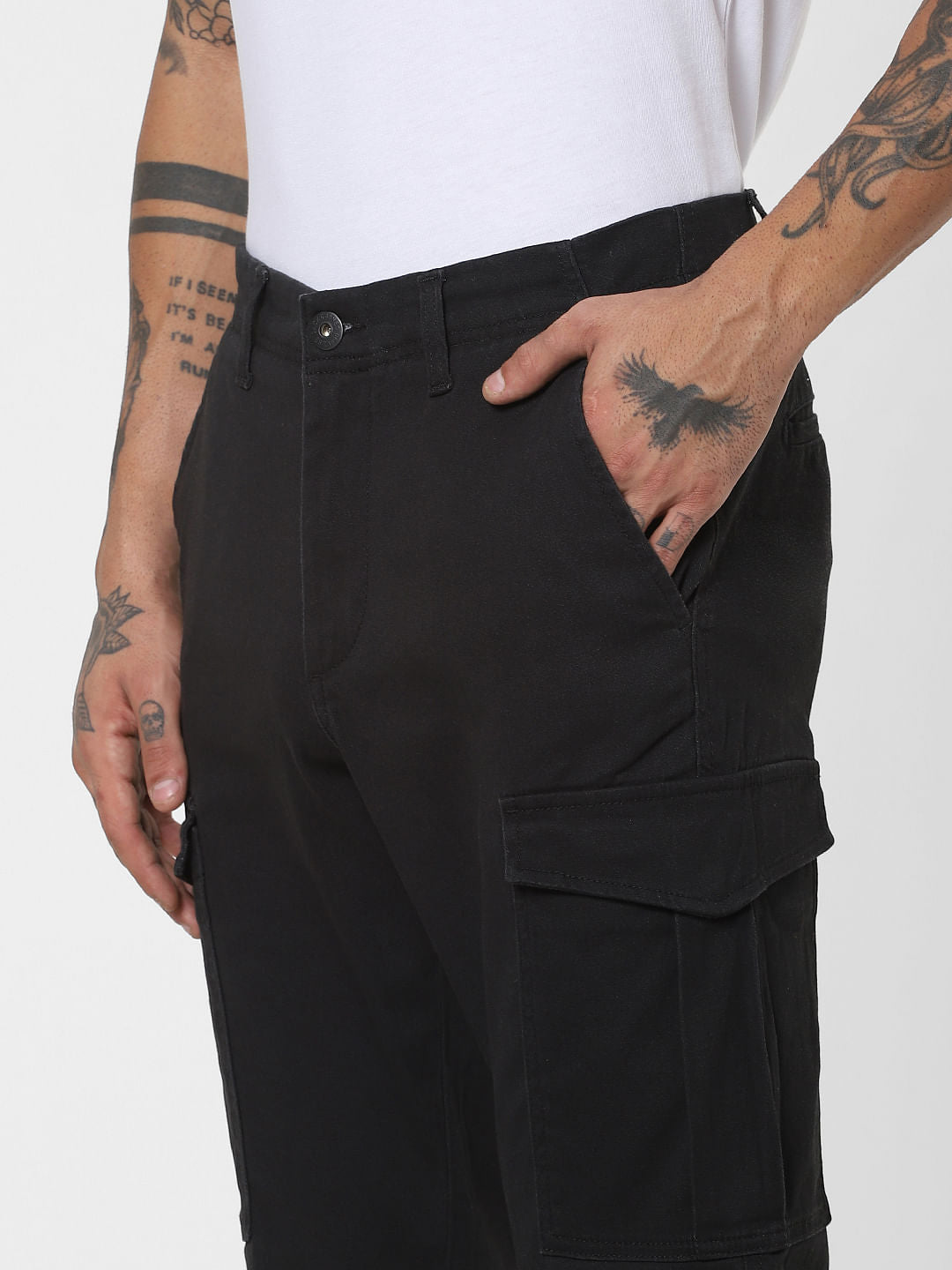 Black Mid Rise Slim Fit Pants