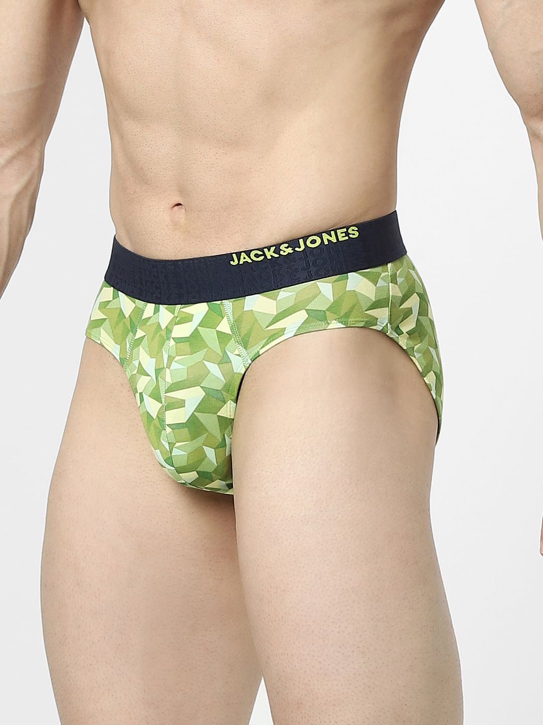 Green Abstract Print Briefs