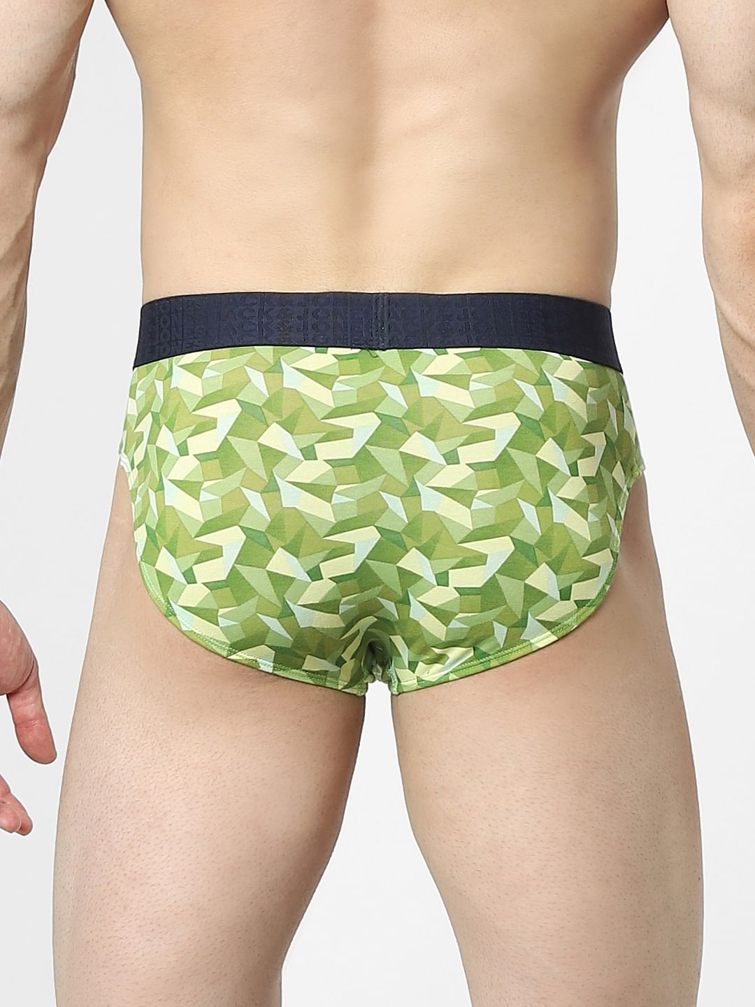 Green Abstract Print Briefs