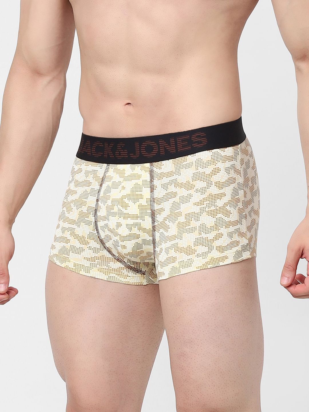 Beige Printed Trunks