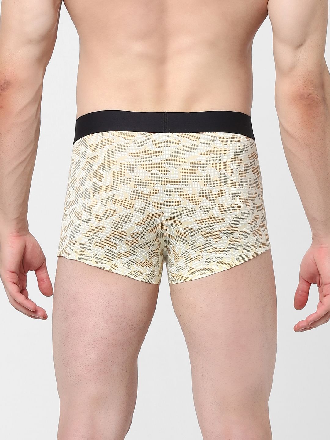 Beige Printed Trunks
