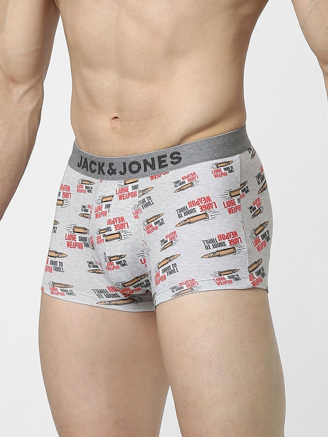 Grey Graphic Print Trunks