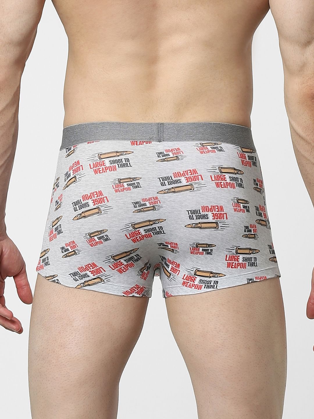 Grey Graphic Print Trunks