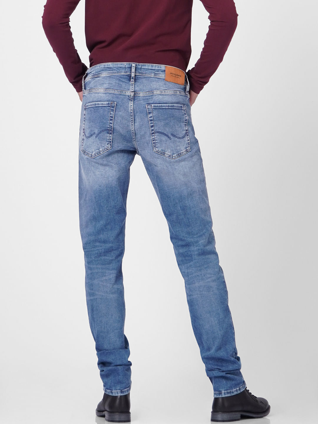 Blue Low Rise Glenn Torn Slim Jeans