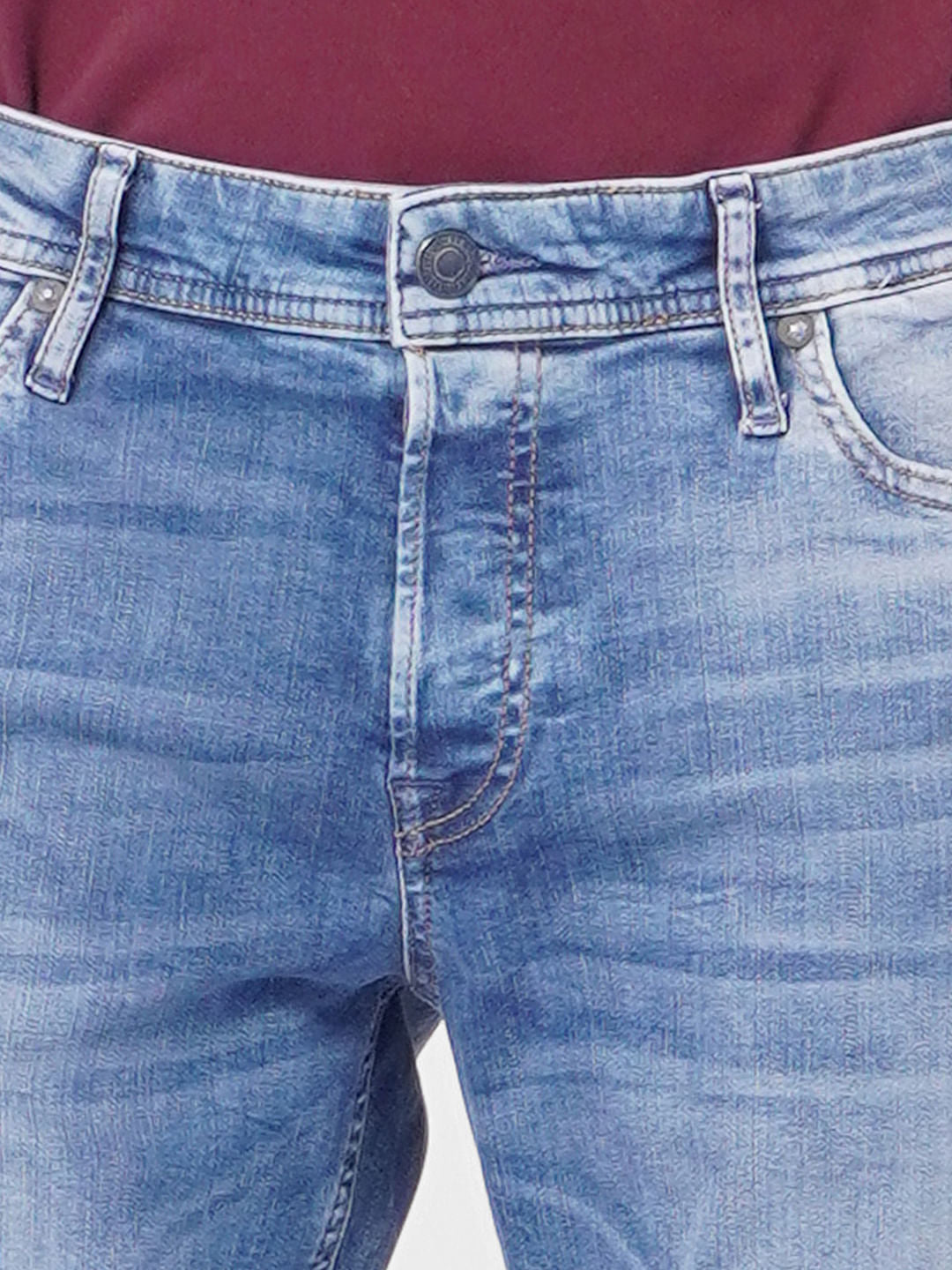 Blue Low Rise Glenn Torn Slim Jeans