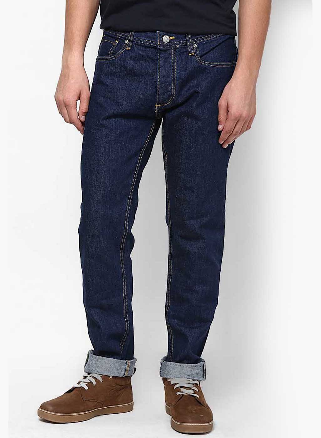 Dark Blue Solid Denim Jeans