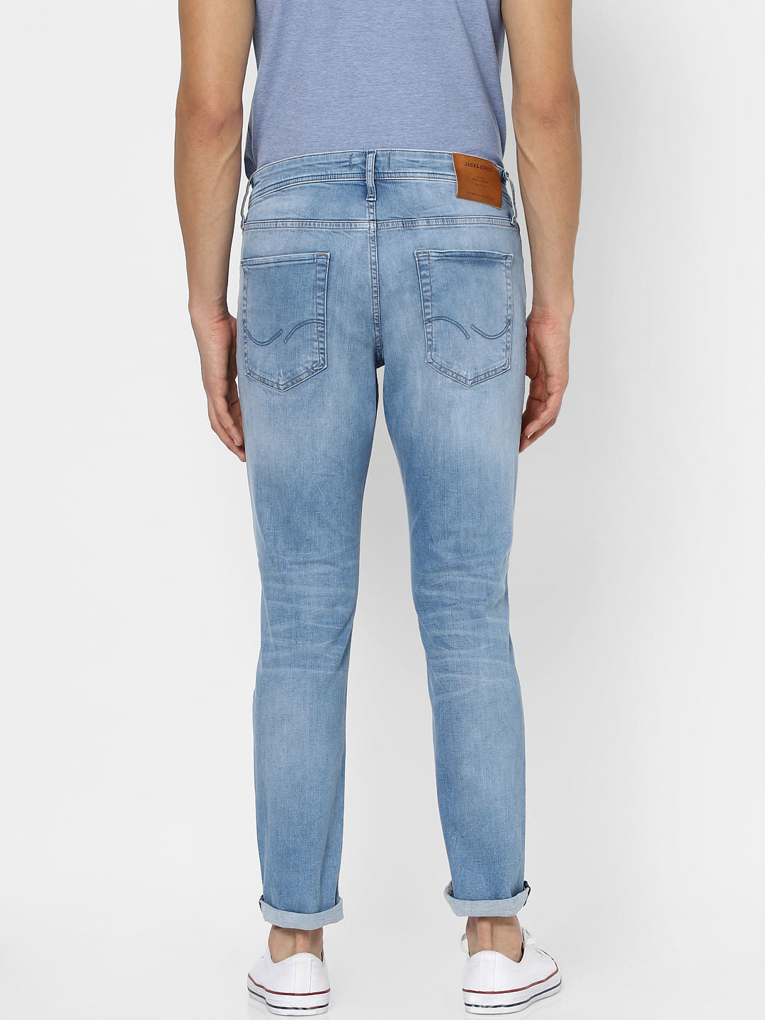 Blue Low Rise Organic Cotton Torn Slim Fit Jeans