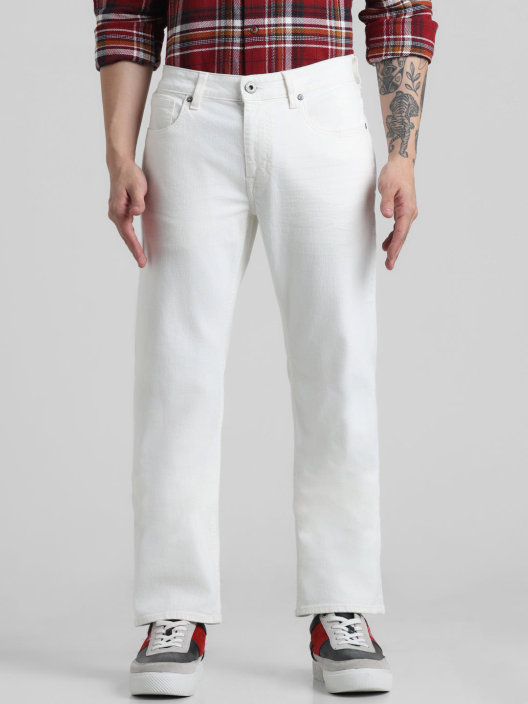 Low Rise Regular Fit Jeans - White