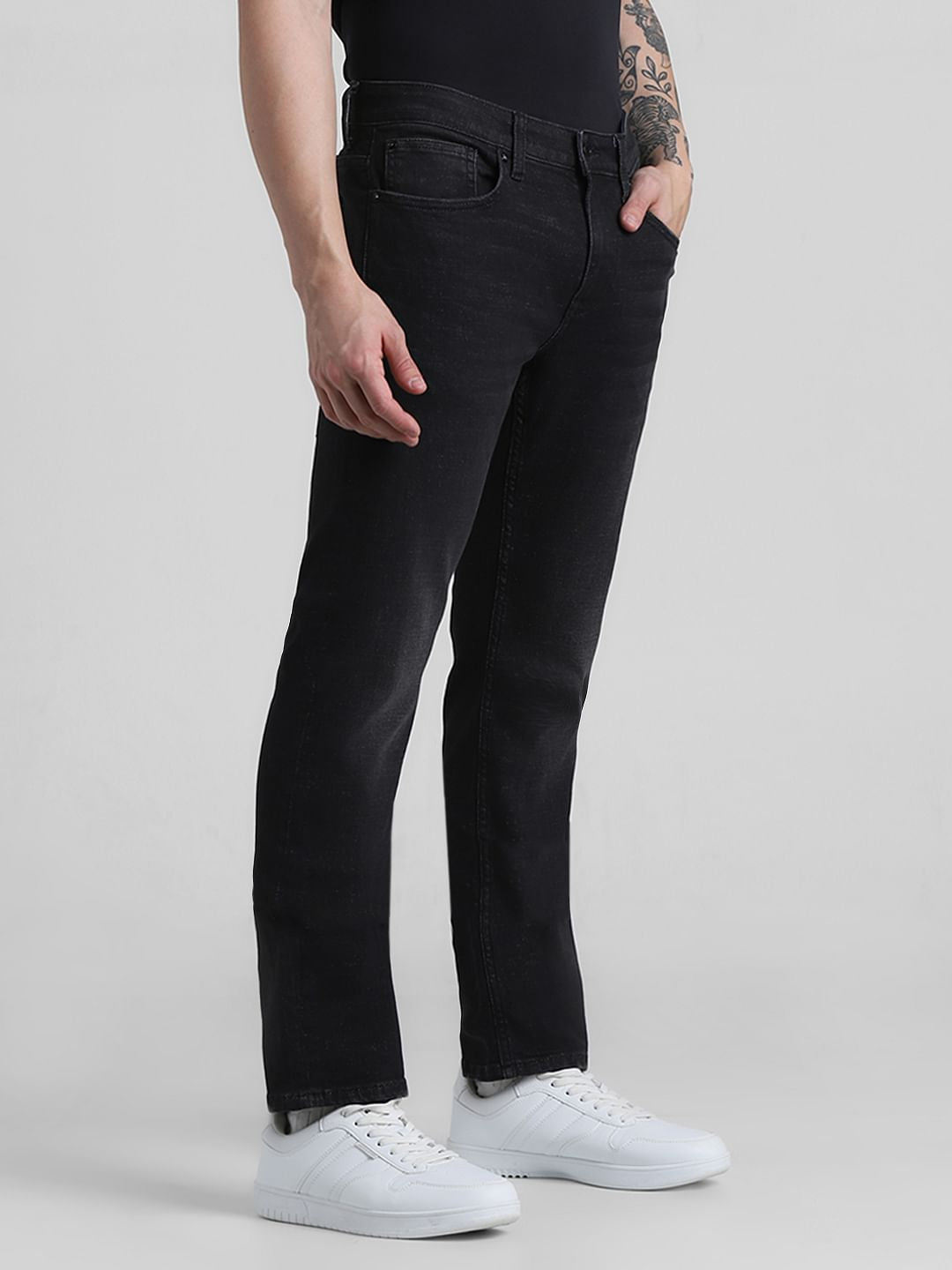 Black Mid Rise Clark Regular Fit Jeans