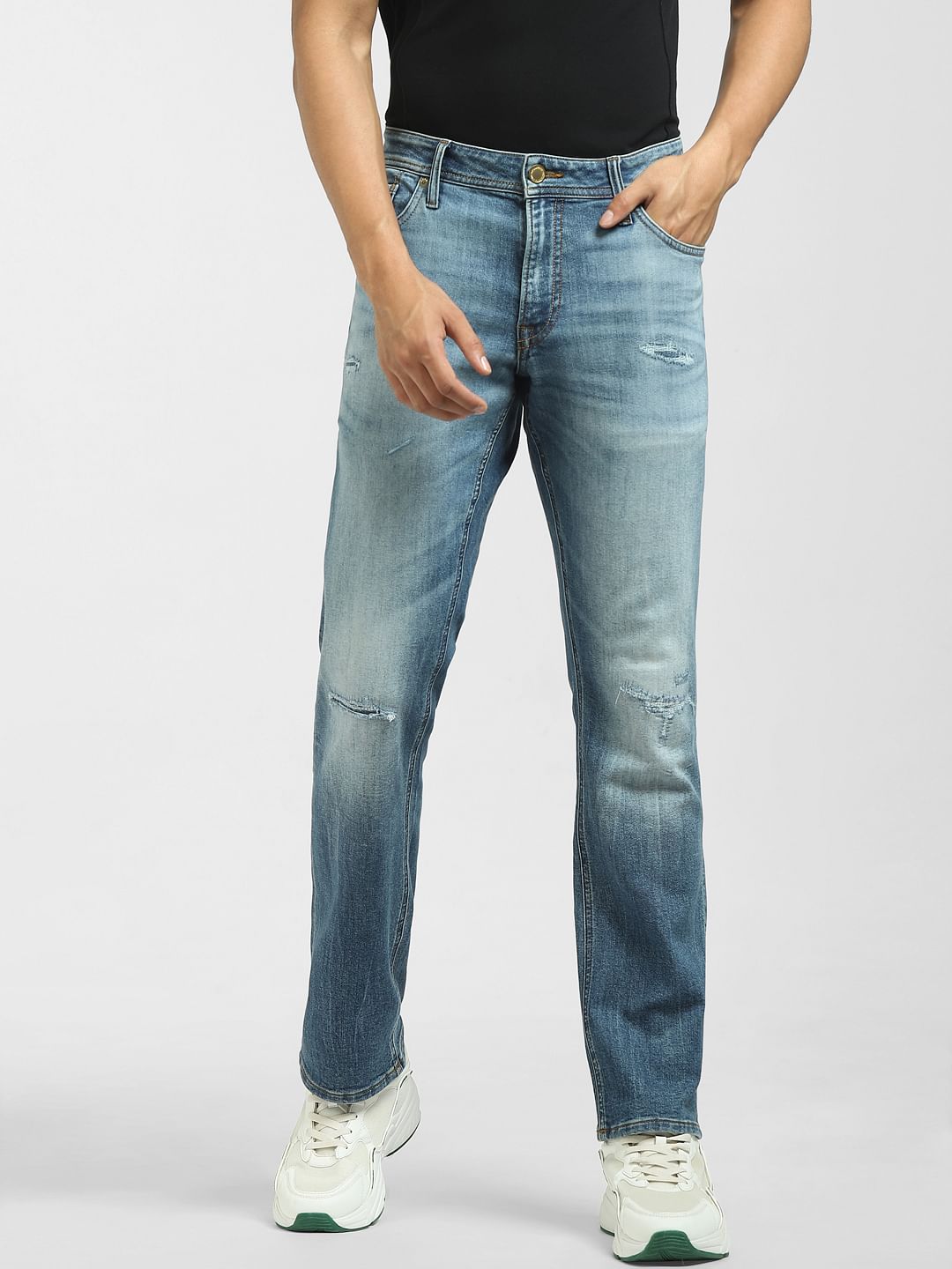 Blue Mid Rise Clark Regular Jeans
