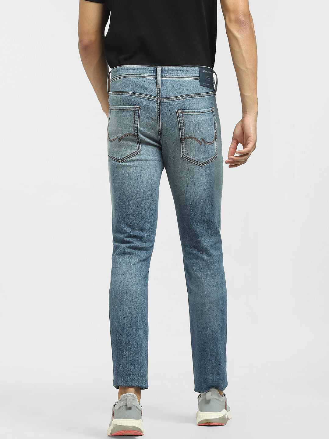 Blue Low Rise Patchwork Glenn Slim Jeans