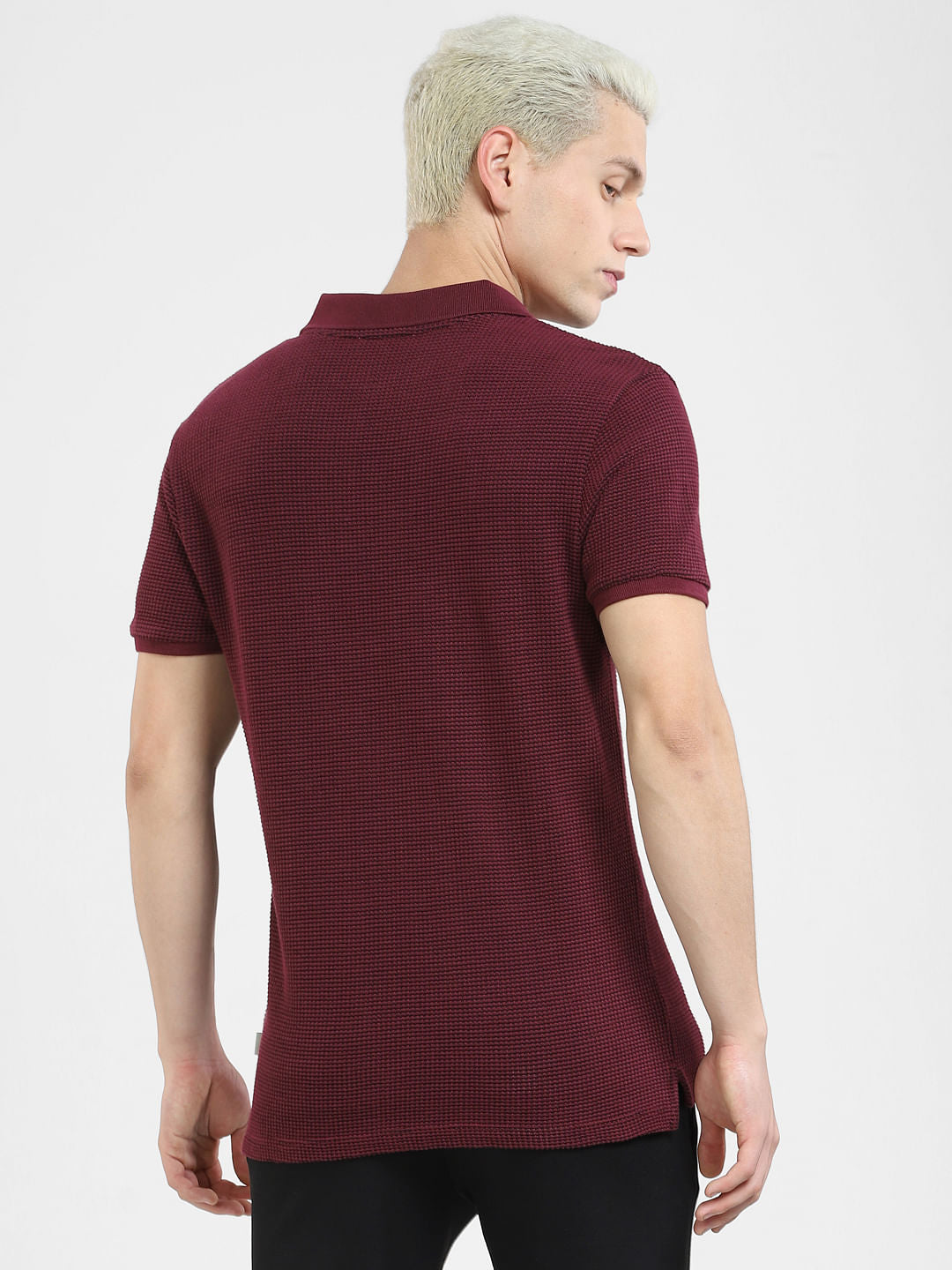 Burgundy Zip-Up Polo T-shirt
