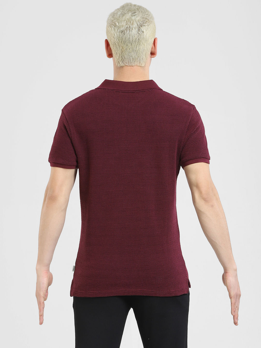 Burgundy Zip-Up Polo T-shirt