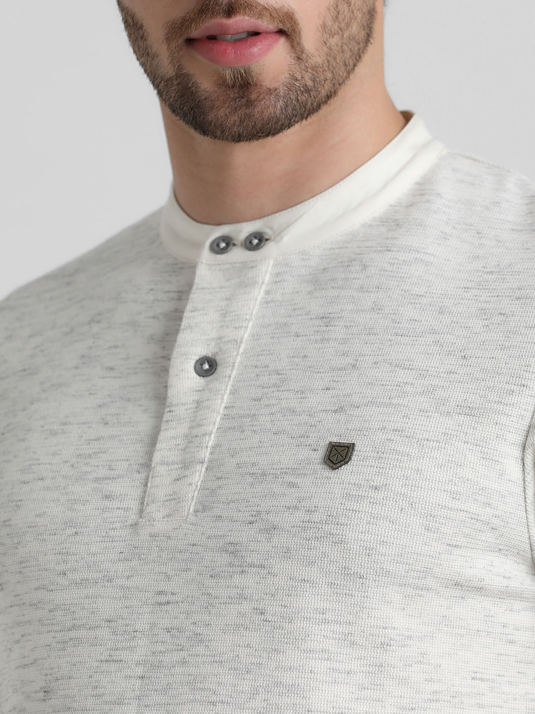 White Cotton Henley T-shirt