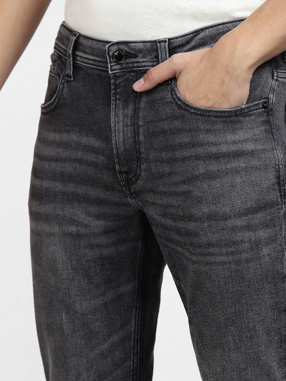 Black Low Rise Distressed Glenn Slim Fit Jeans