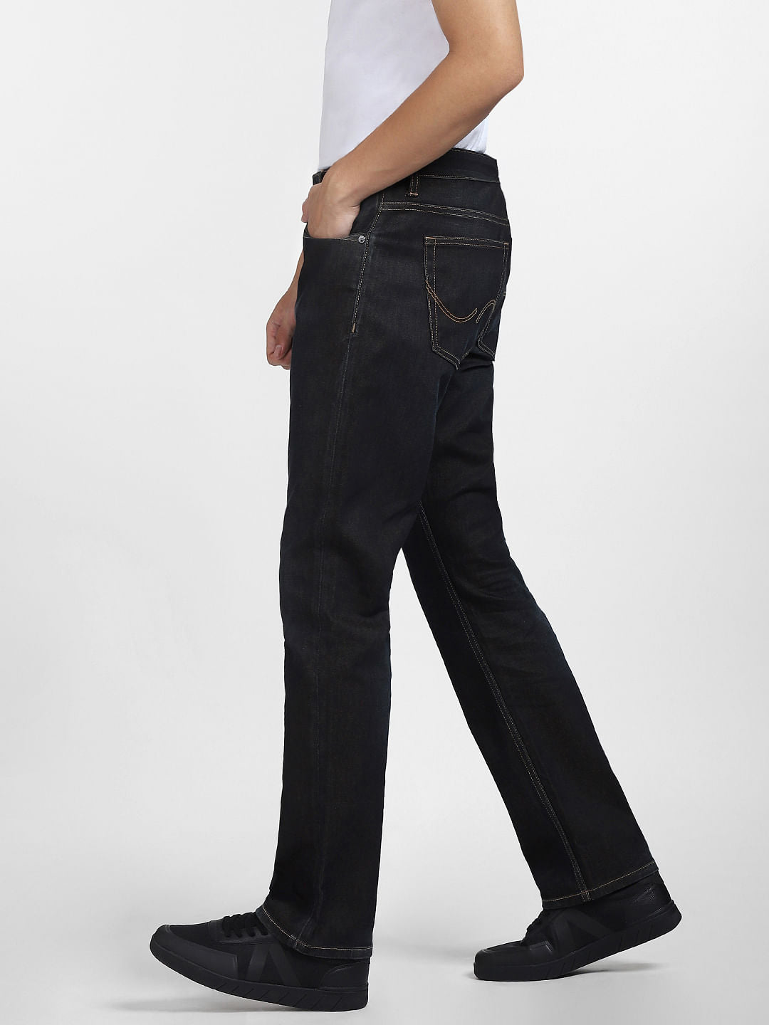 Dark Blue Mid Rise Clark Regular Fit Jeans