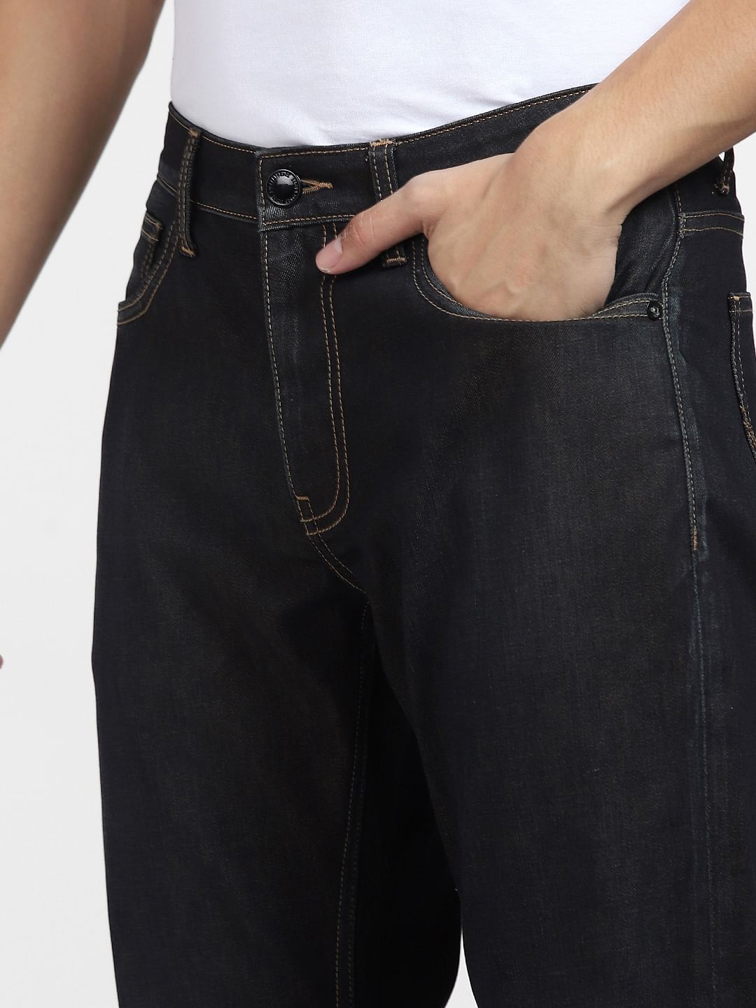 Dark Blue Mid Rise Clark Regular Fit Jeans