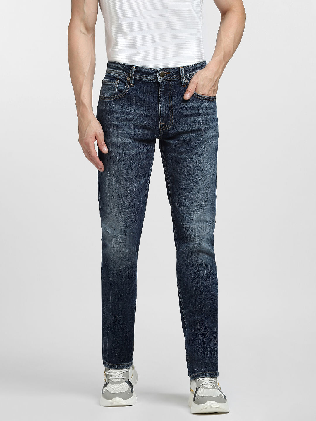 Dark Blue Low Rise Tim Slim Jeans