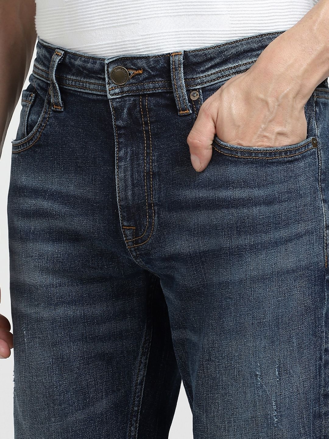 Dark Blue Low Rise Tim Slim Jeans