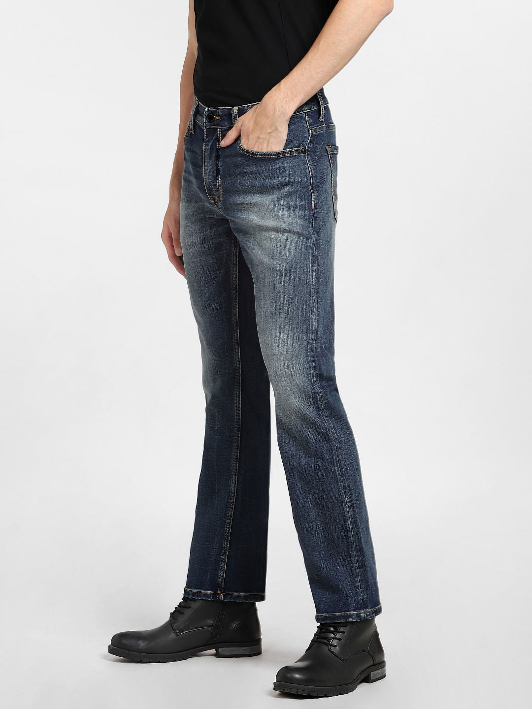 Blue Mid Rise Clark Regular Jeans