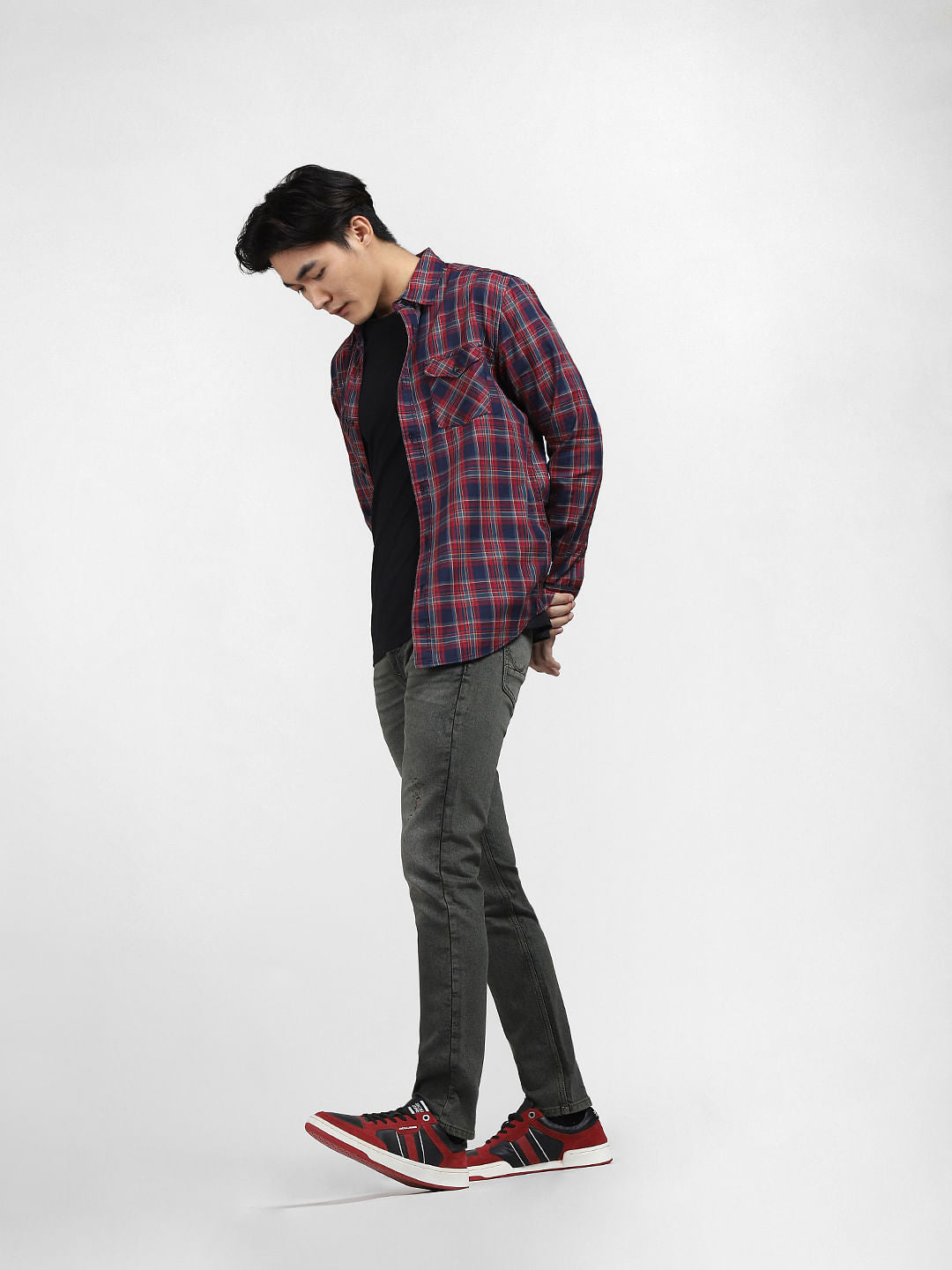 Dark Blue Low Rise Distressed Glenn Slim Jeans