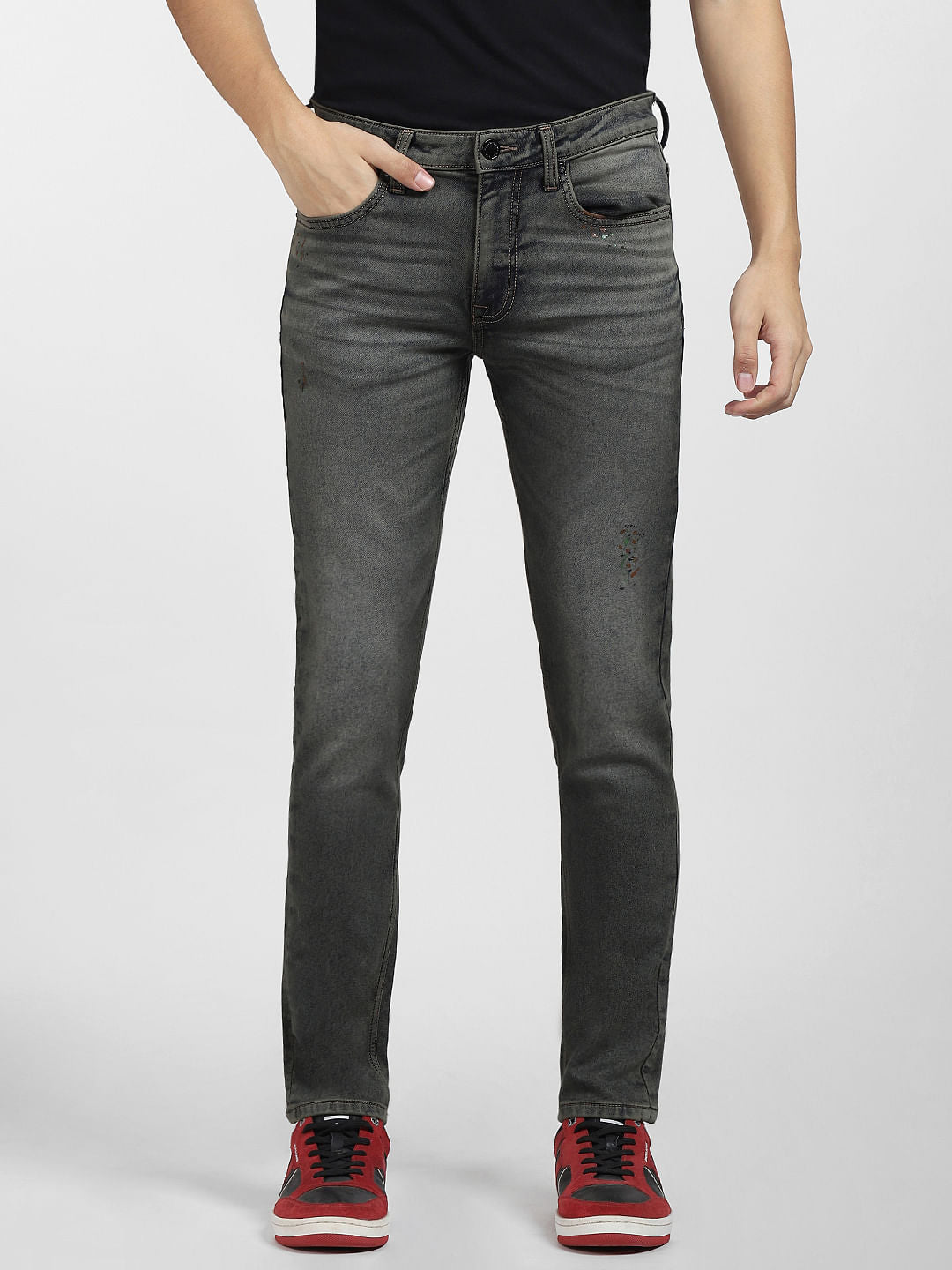 Dark Blue Low Rise Distressed Glenn Slim Jeans