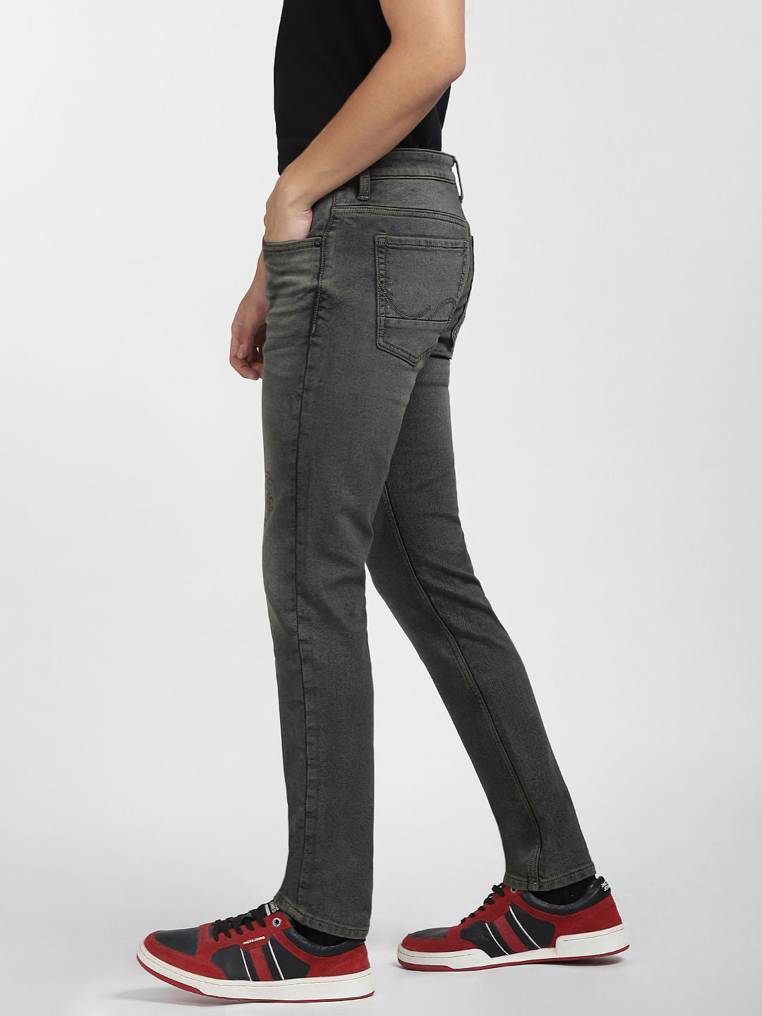 Dark Blue Low Rise Distressed Glenn Slim Jeans