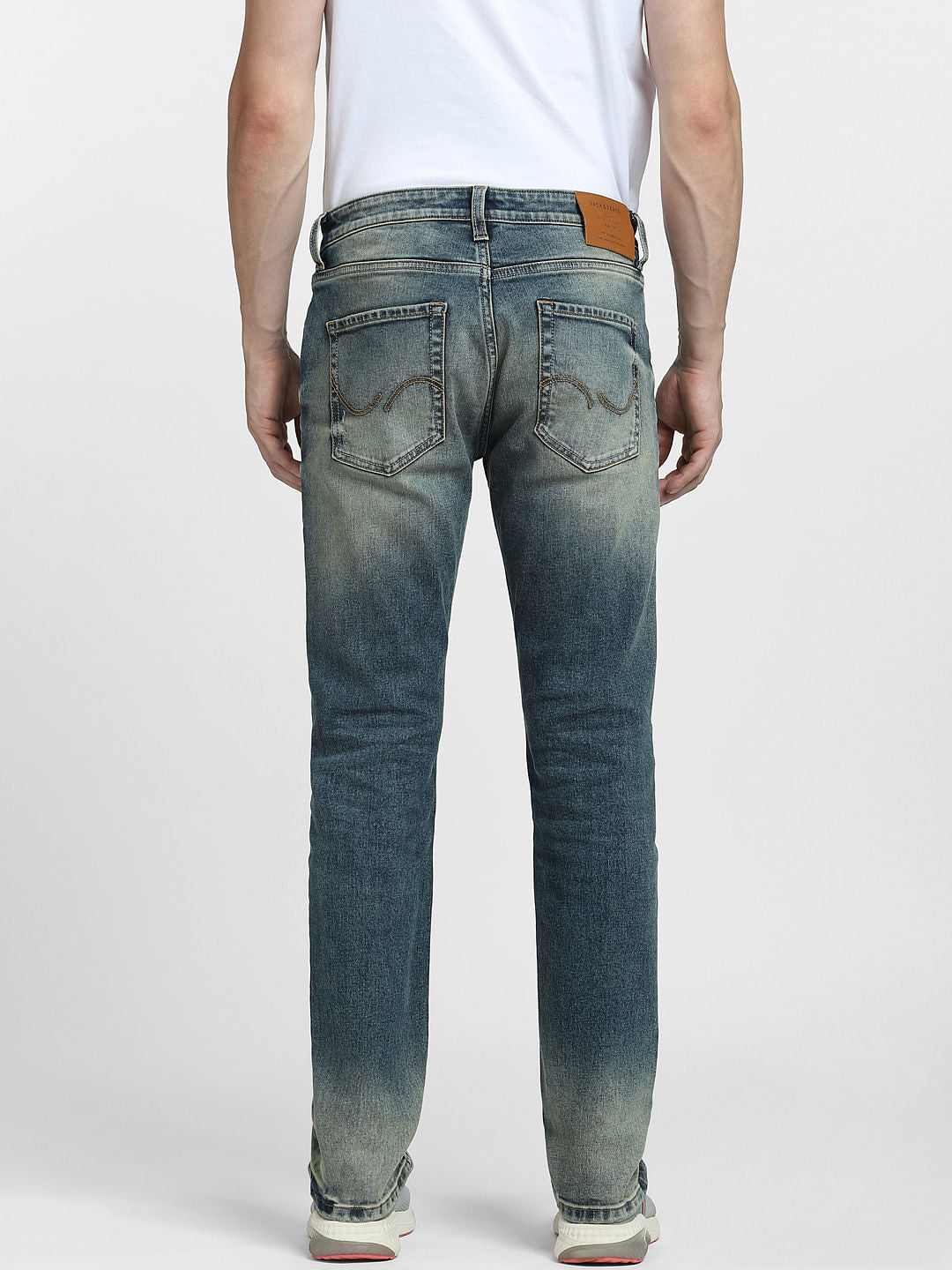 Blue Low Rise Distressed Tim Slim Jeans