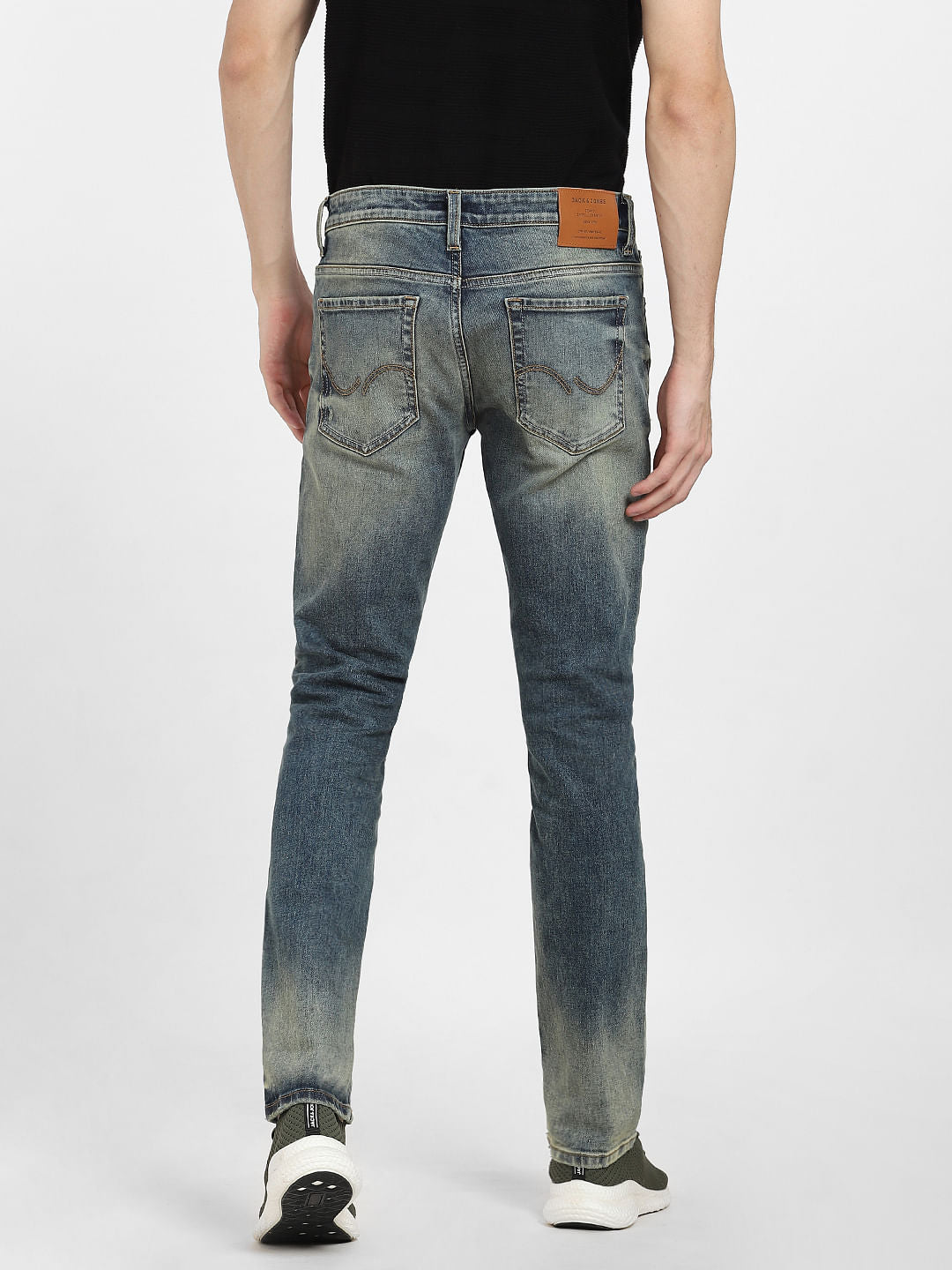 Dark Blue Low Rise Washed Glenn Slim Fit Jeans